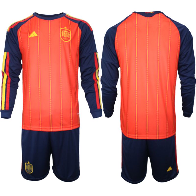 Men 2026 World Cup National Team Spain home red blank long sleeve Soccer Jersey